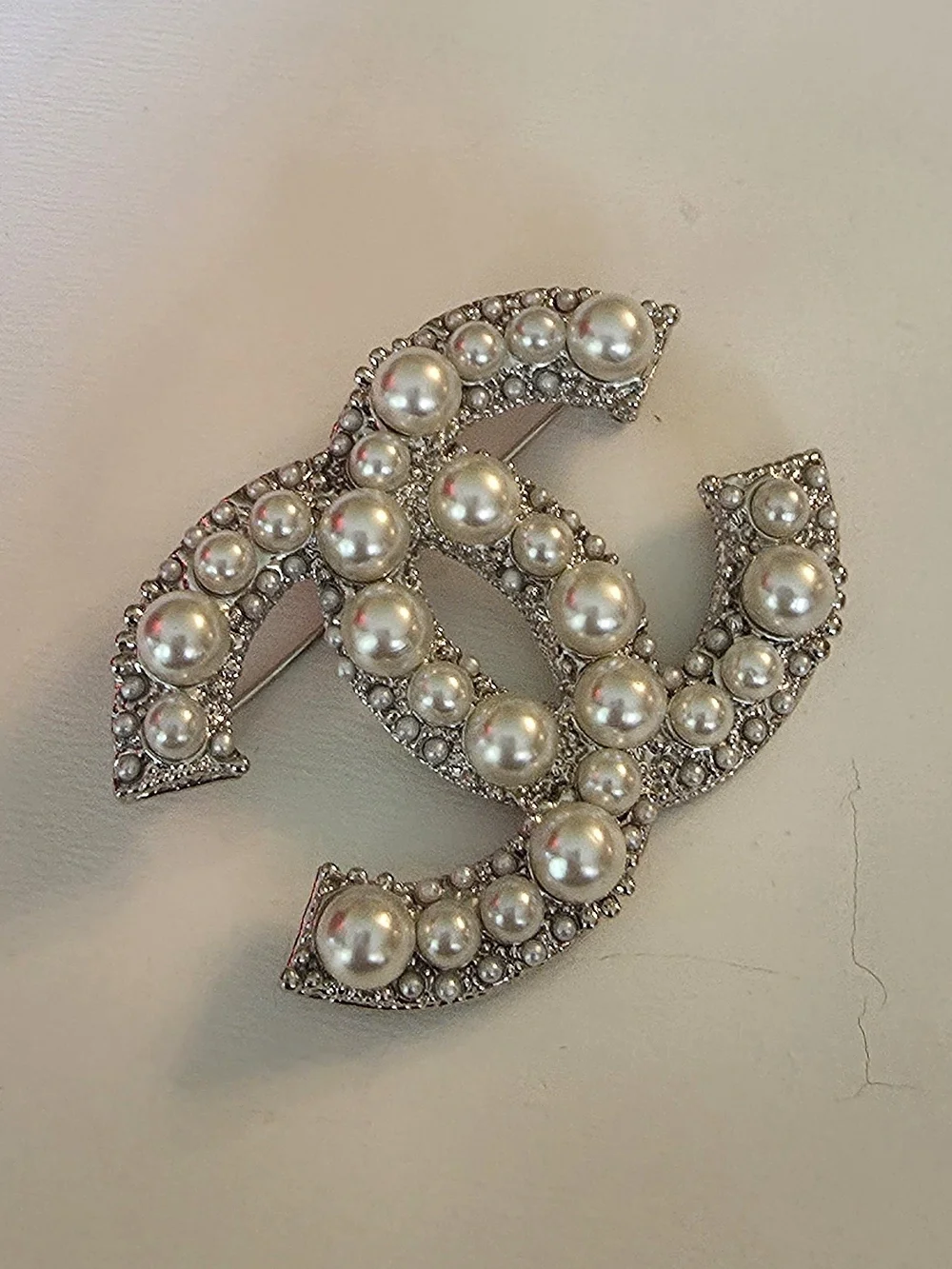 Authentic CHANEL Pearl & Crystal CC Brooch | Oversized Interlocking CC